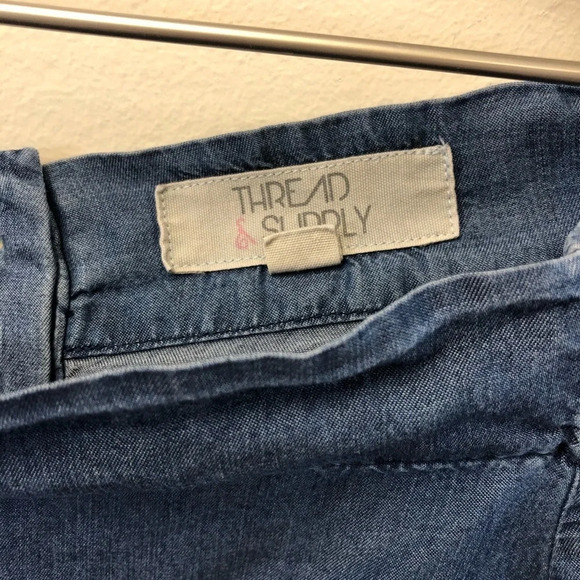 Thread & SUPPLY blue chambray off shoulder top - Picture 5 of 6